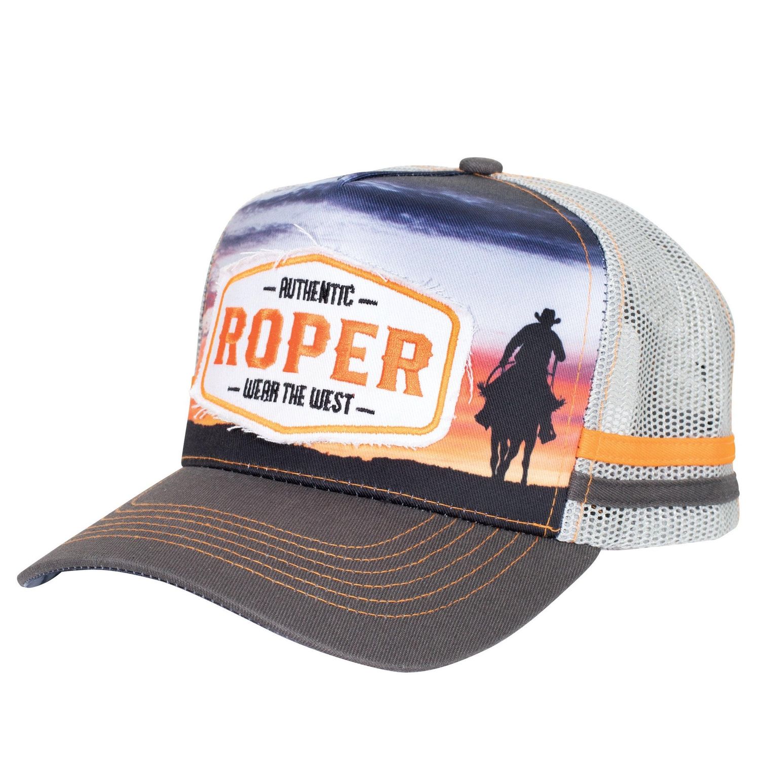 Roper Western Scene Charcoal and Grey Trucker Cap