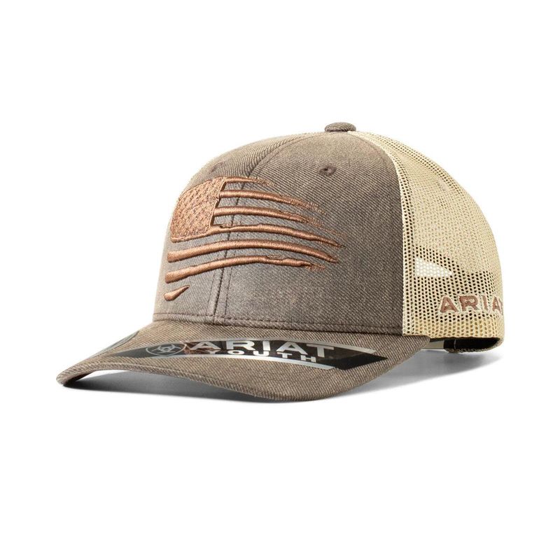 Ariat Kids Semi Curved Bill Distressed Flag Cap