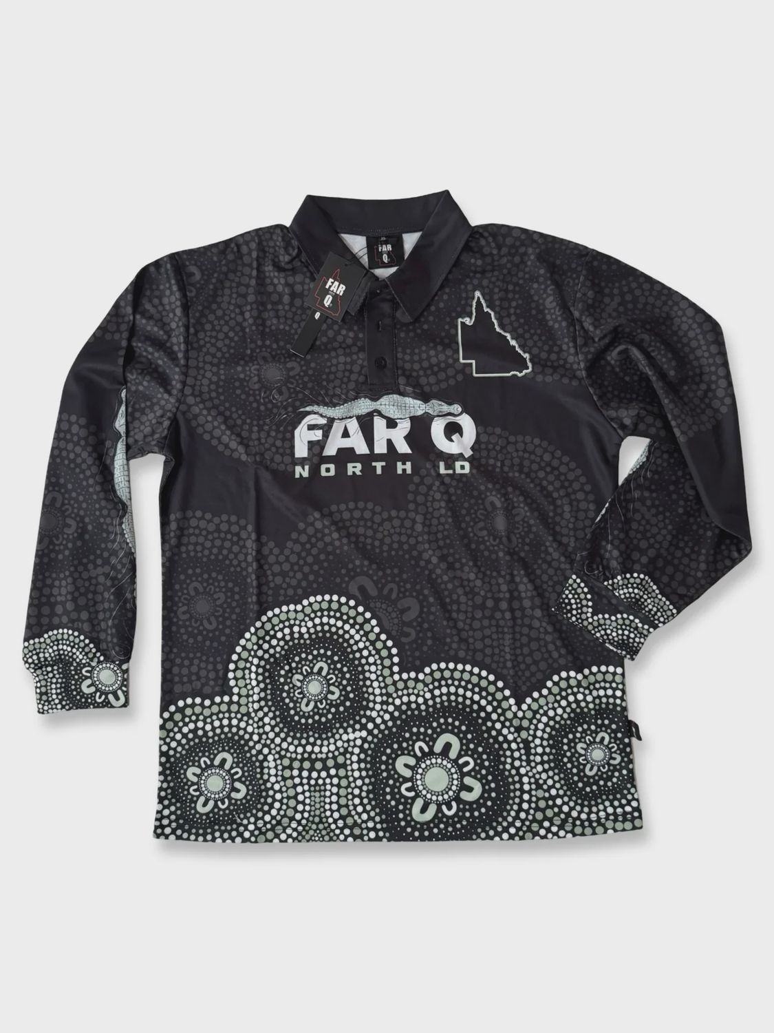 FarQ Long Sleeve Dot Art Fishing Shirt, Color: Black, Size: S