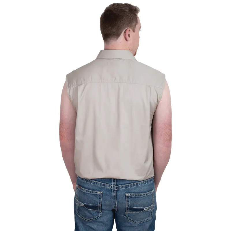 Just Country Mens Jack Half Button Sleeveless Stone Work Shirt