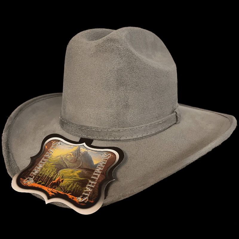 Summit Hat Kids MX Suede Cattleman With Elastic Band Grey Hat, Size: S