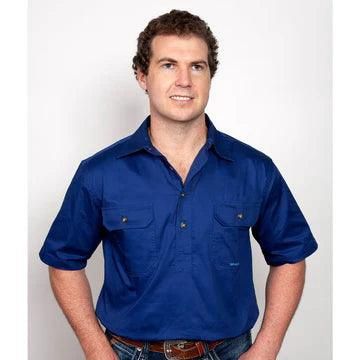 Just Country Mens Adam Short Sleeve Cobalt Work Shirt