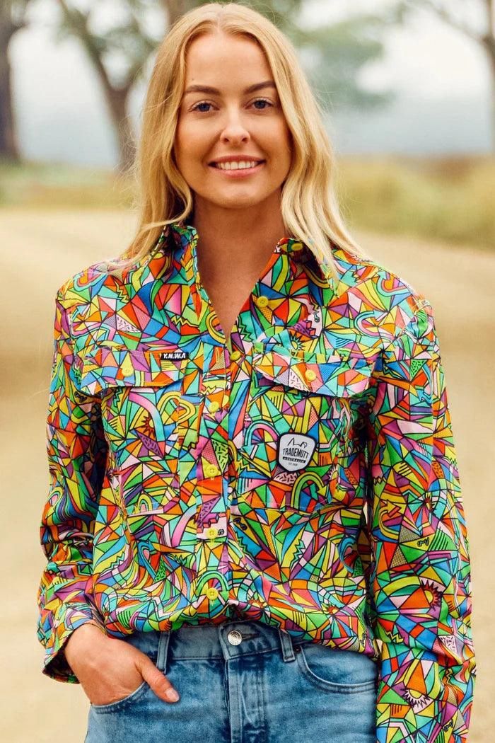 Trademutt Ladies Full Button Long Sleeve Bonza Work Shirt, Size: 8