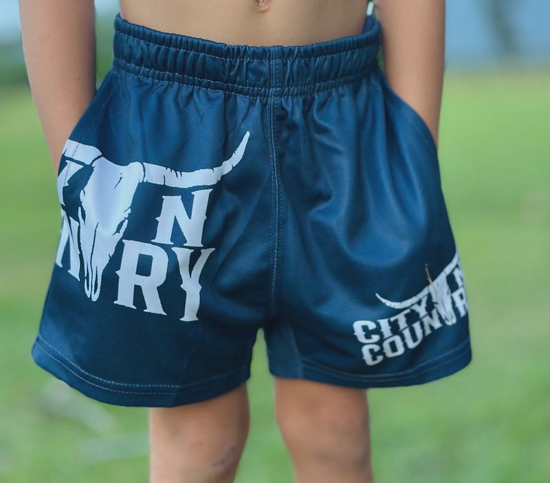 City N Country Kids Classic Blue and White Footy Short
