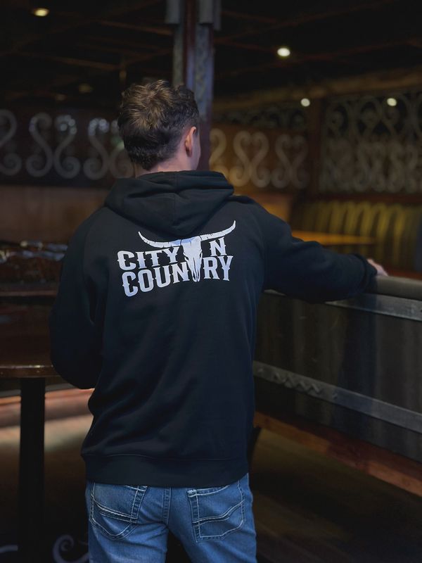 City N Country Adult Classic Black and White Hoodie