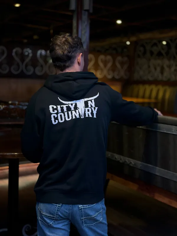 City N Country Adult Classic Black and White Hoodie
