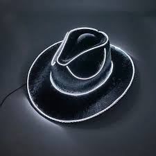 Party Hat Neon Light Up Cowboy Hat Black