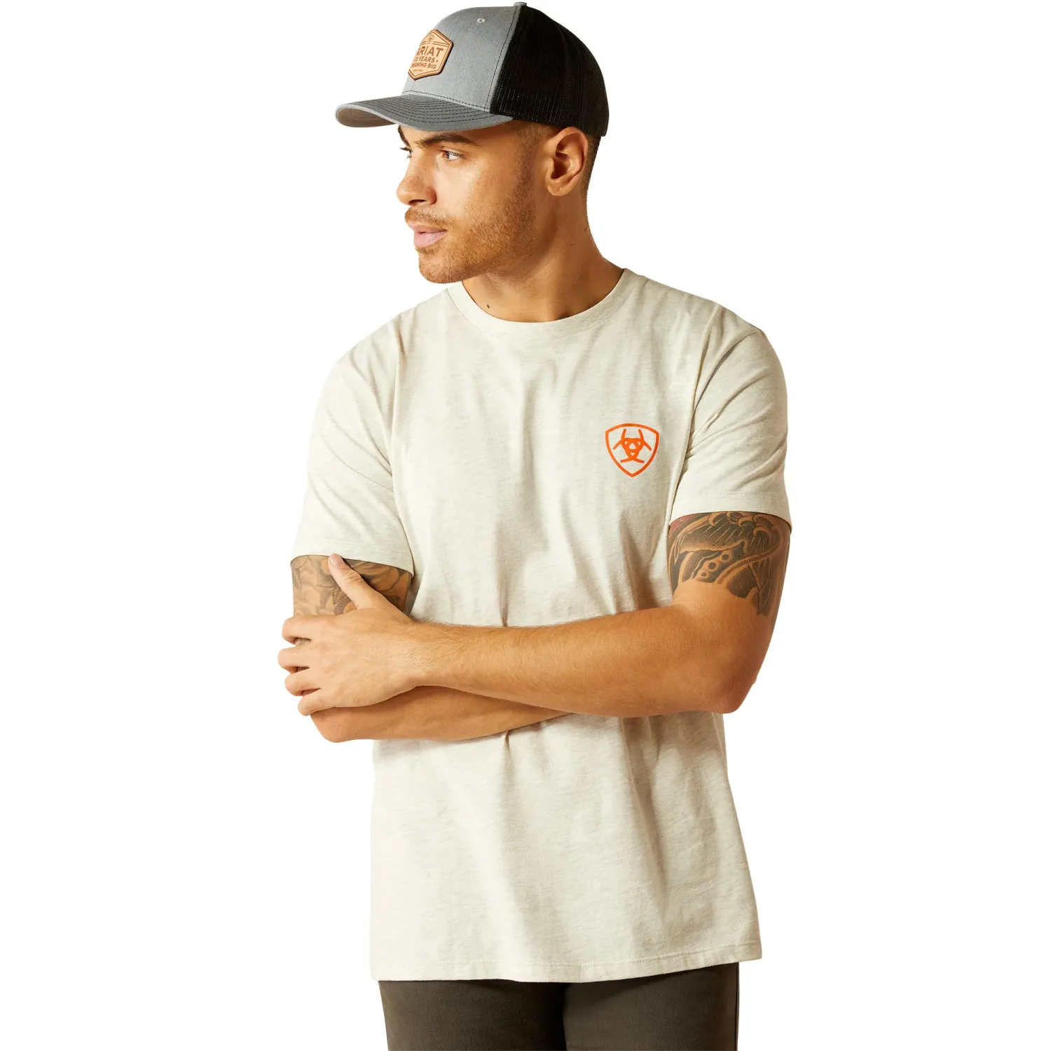 Ariat Menws Bison Landscape Oatmeal Heather T-Shirt, Color: Oatmeal Heather, Size: S