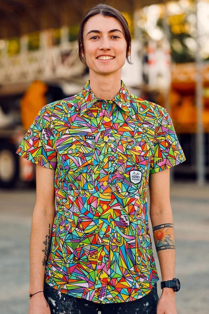 Trademutt Ladies Full Button Short Sleeve Bonza Work Shirt, Size: 8
