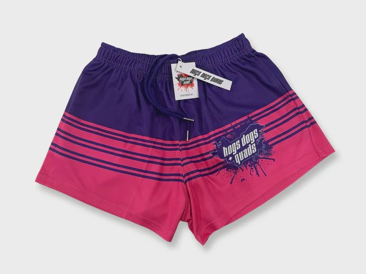 Hogs Dogs And Quads Adult Pink And Purple Stripe Footy Short, Color: Purple, Size: S