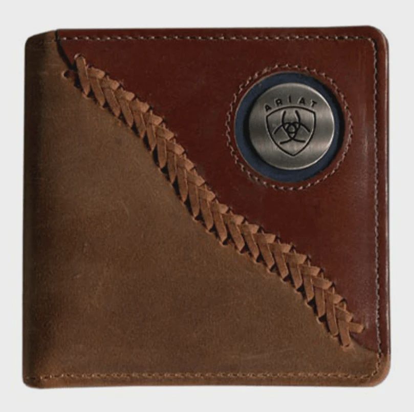 Ariat Bi Fold Two Toned Stitch Brown Leather Wallet