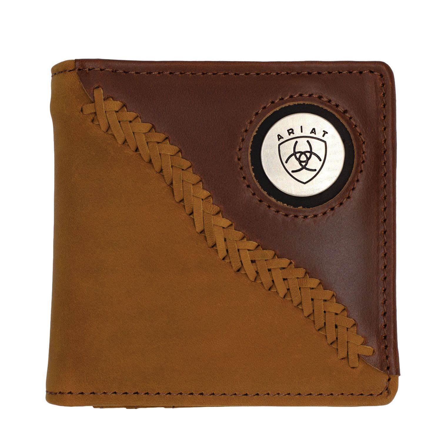 Ariat Bi Fold Two Toned Stitch Mahogany Brown Leather Wallet