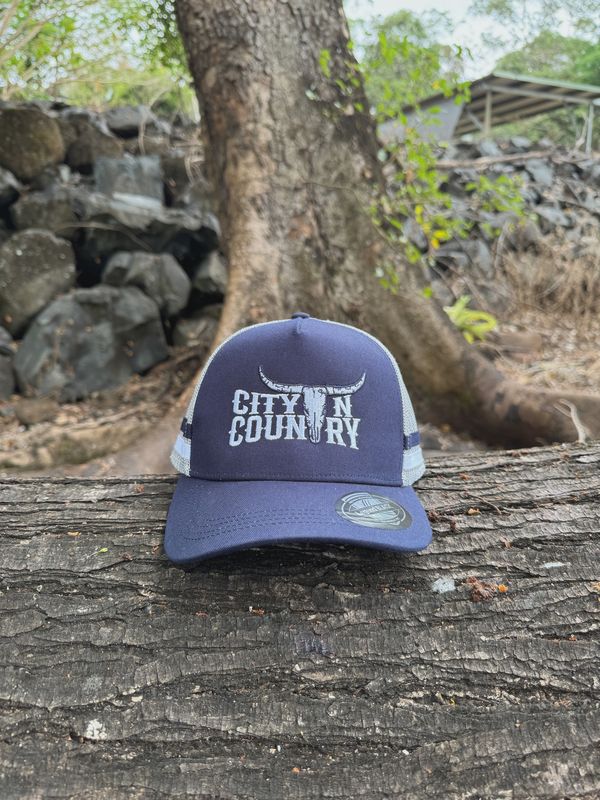 City N Country Classic Navy Grey and White Cap
