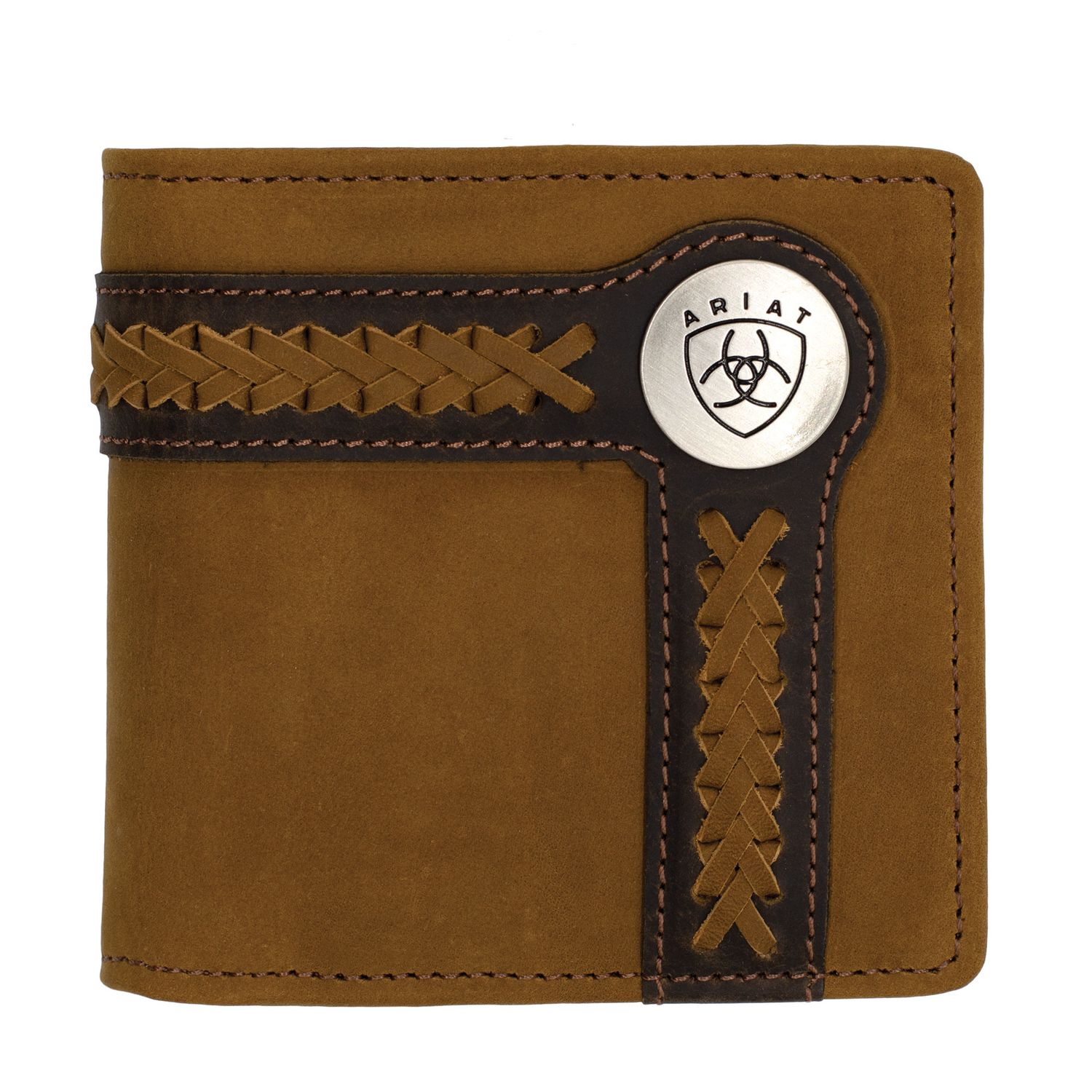Ariat Bi Fold Accent Overlay Tan Leather Wallet