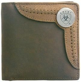 Ariat Bi Fold Two Toned Accent Overlay Leather Wallet