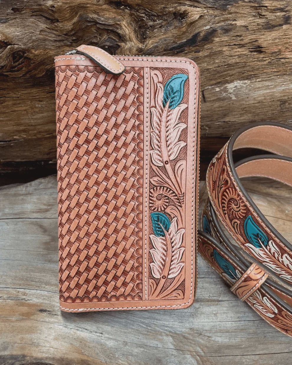 Outback King Western Zip Blue Duck Wallet