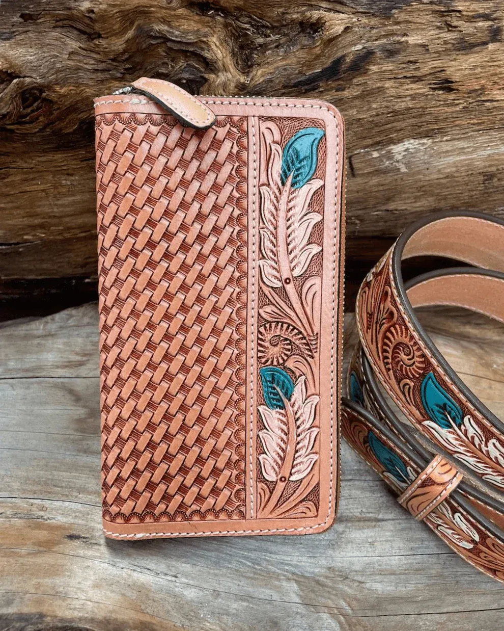 Outback King Western Zip Blue Duck Wallet