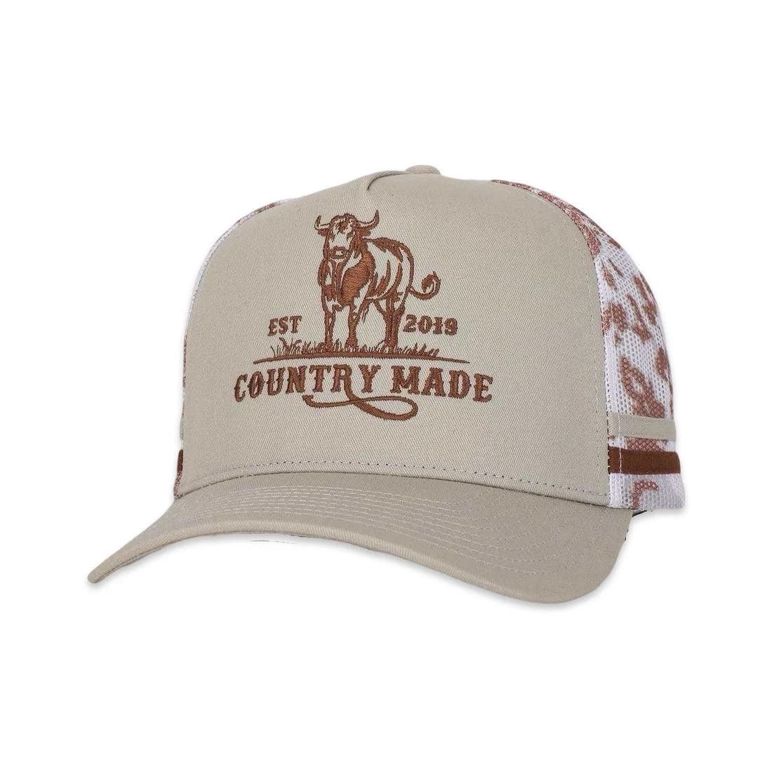 Aussie Footy Shorts Country Made Bull Taupe Trucker Cap