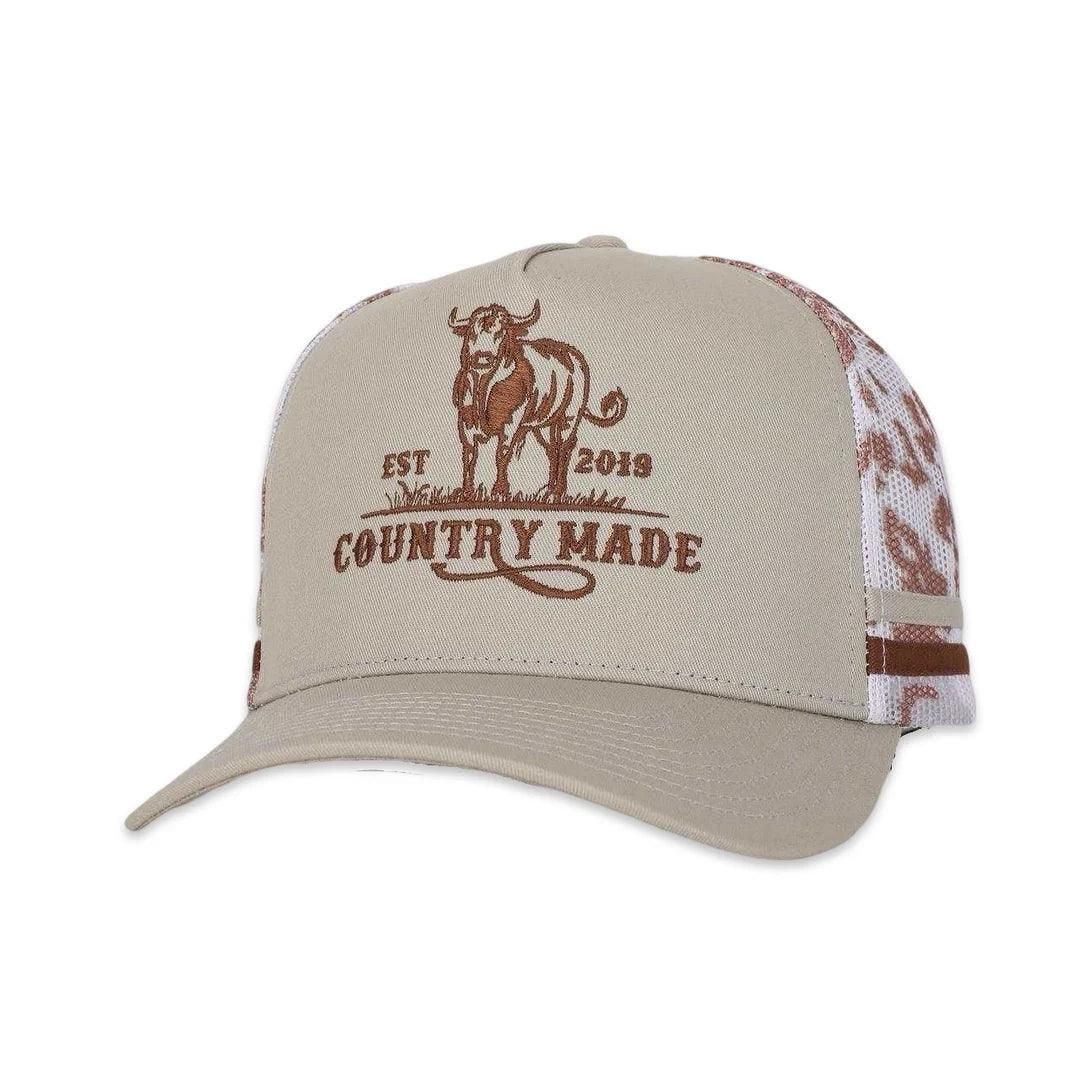 Aussie Footy Shorts Country Made Bull Taupe Trucker Cap