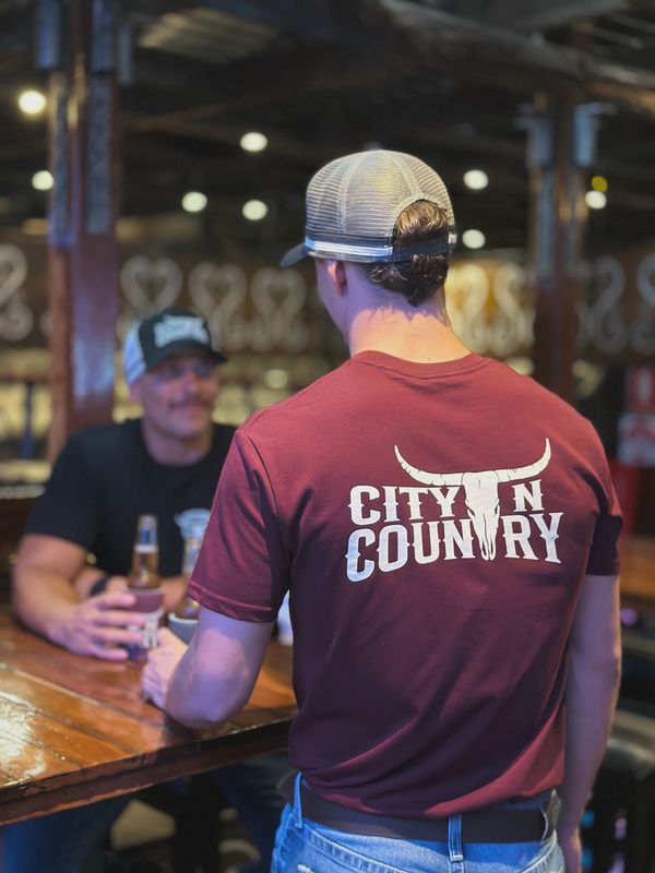 City N Country Mens Classic Burgundy T-Shirt