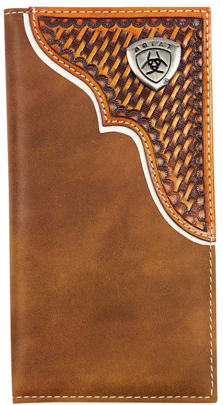 Ariat Rodeo Basket Weave Overlay Leather Wallet