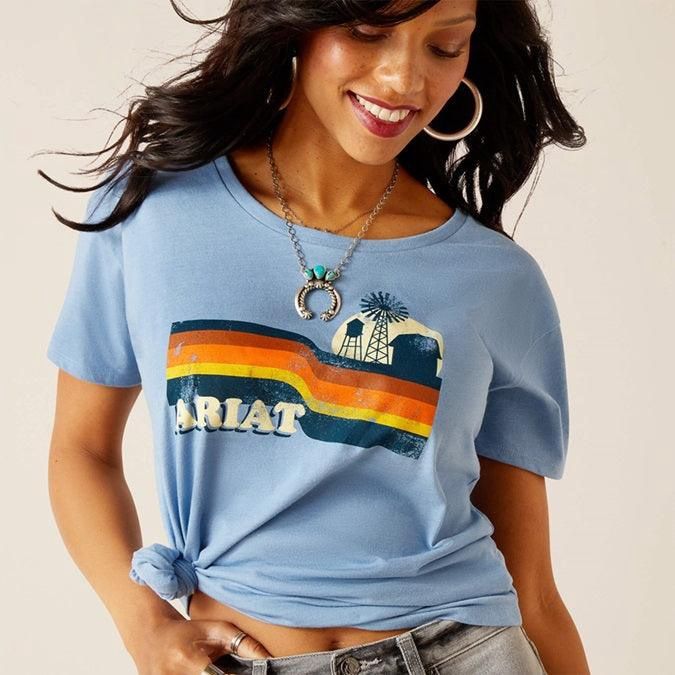 Ariat Ladies Acres Light Blue Heather T-Shirt