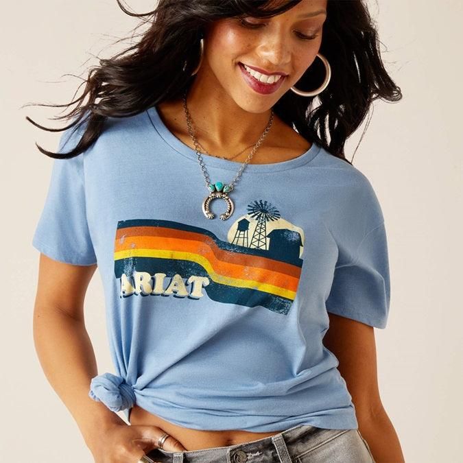 Ariat Ladies Acres Light Blue Heather T-Shirt