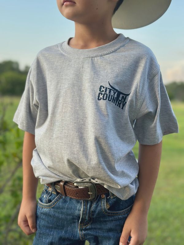 City N Country Kids Classic Grey Marle and Navy T-Shirt