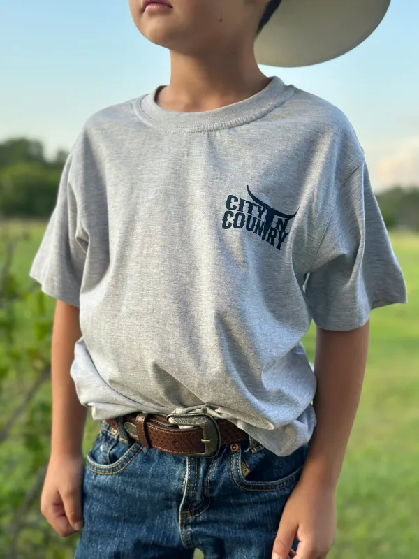 City N Country Kids Classic Grey Marle and Navy T-Shirt