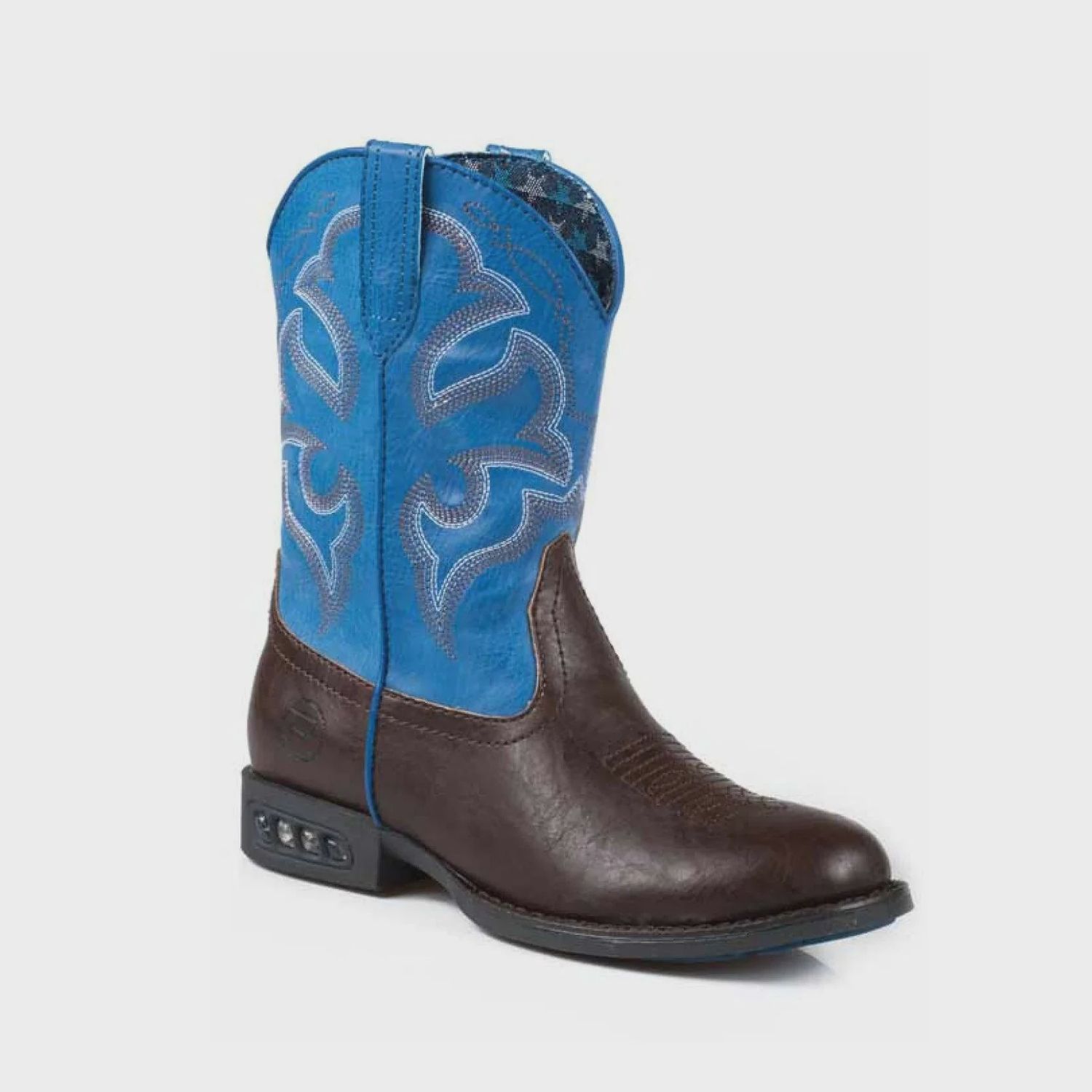Roper Kids Toddler Lightning Brown and Blue Boot, Shoe size: 5