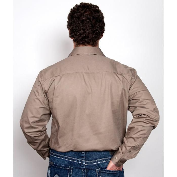 Just Country Mens Evan Full Button Long Sleeve Brown Work Shirt