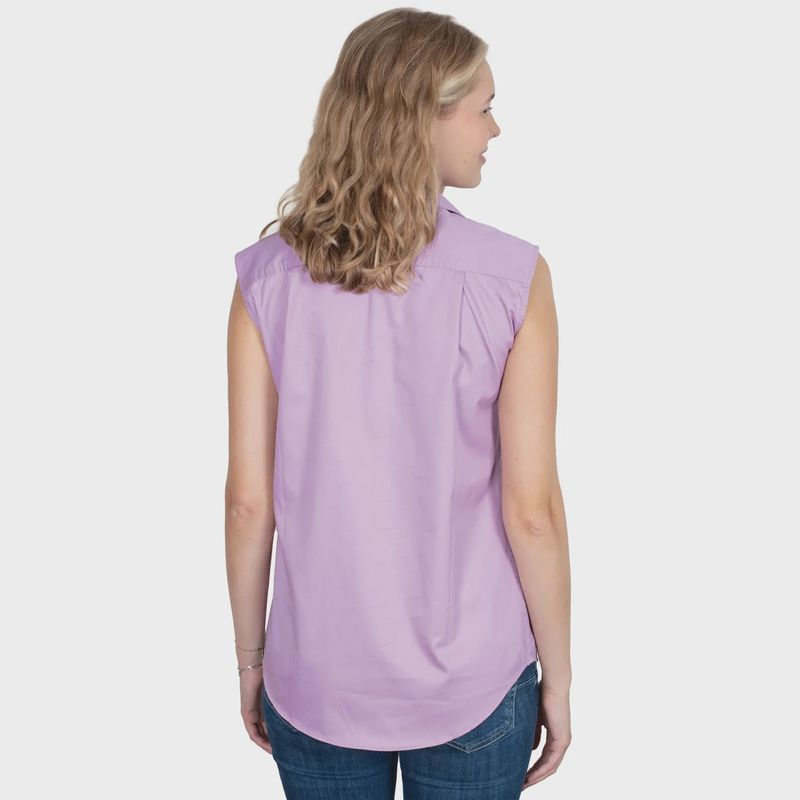 Just Country Ladies Kerry Half Button Sleeveless Orchid Work Shirt