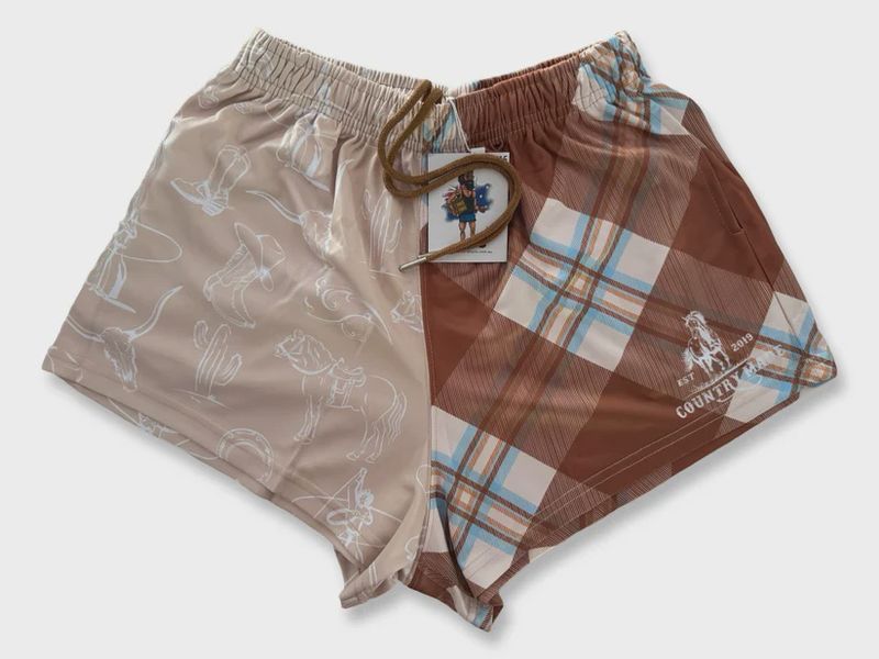 Aussie Footy Shorts Adult Brown Horse Footy Short
