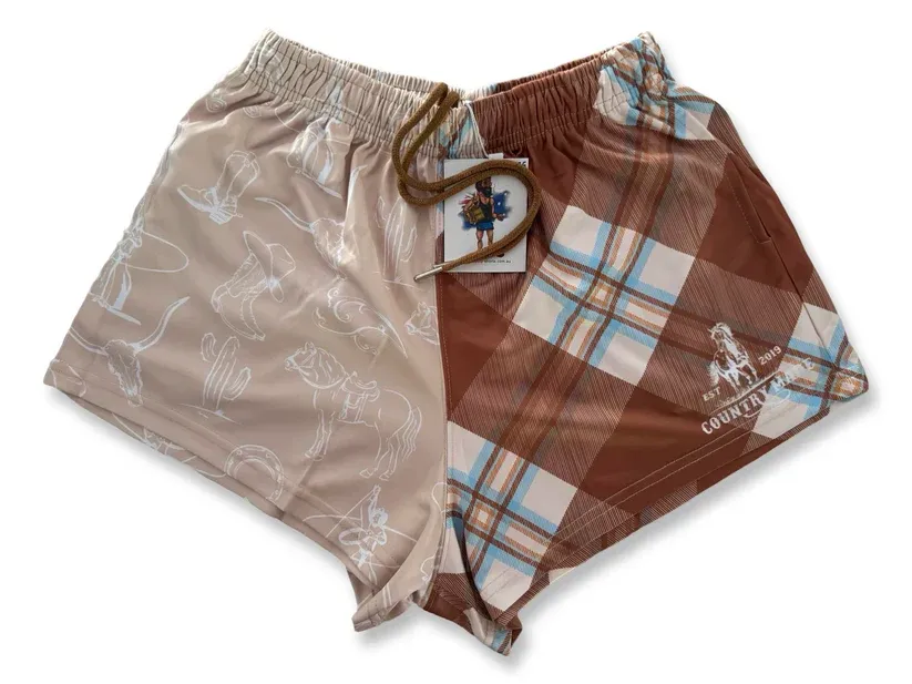 Aussie Footy Shorts Adult Brown Horse Footy Short, Size: XS