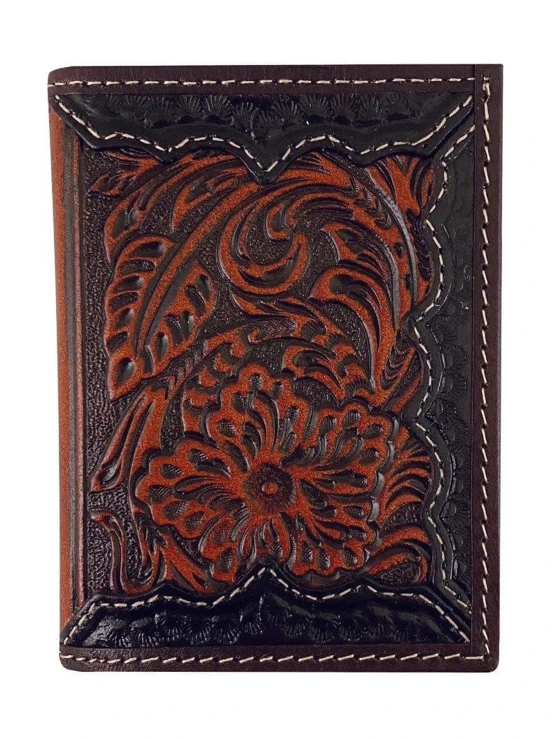Roper Tri Fold Leather Tooled Turquoise Wallet
