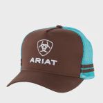 Ariat Stacked Logo Trucker Cap Brown Turquoise
