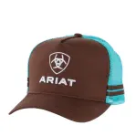 Ariat Stacked Logo Trucker Cap Brown Turquoise