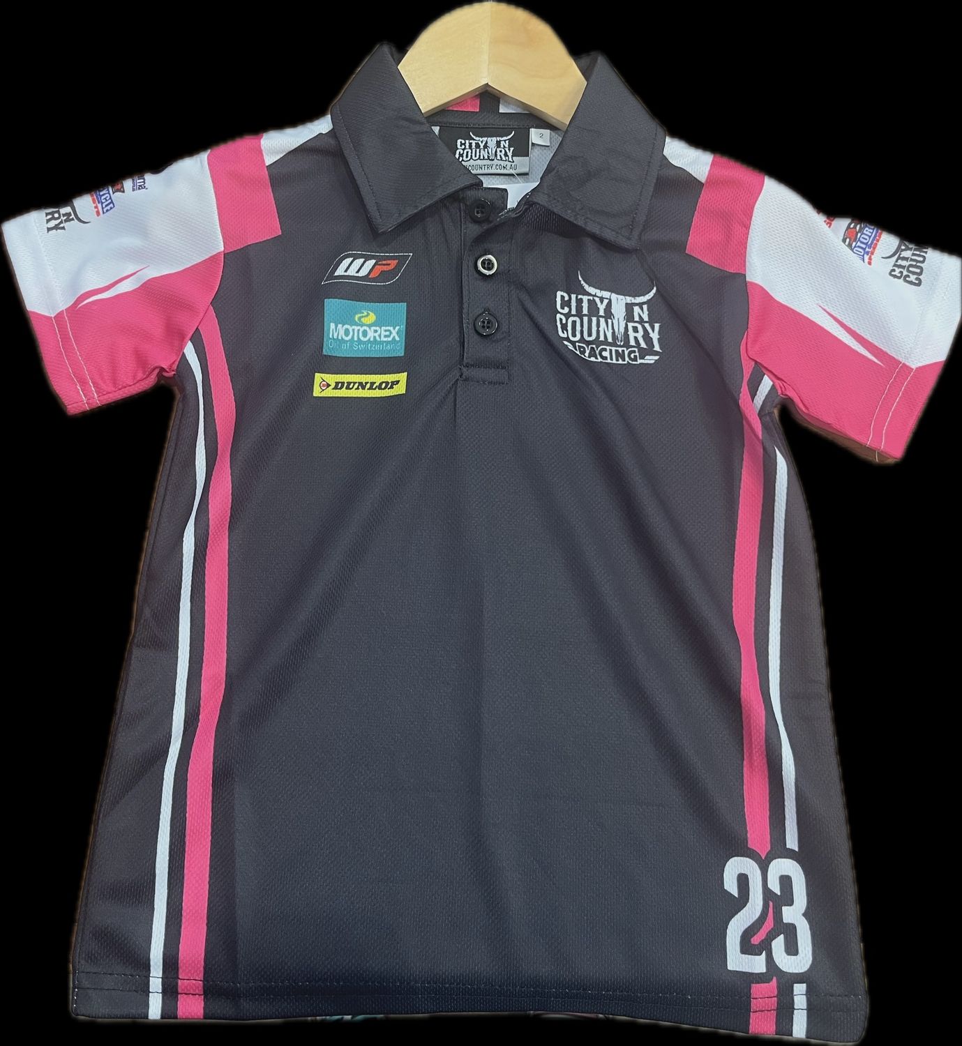City N Country Kids Racing Short Sleeve Pink Black and White Jersey