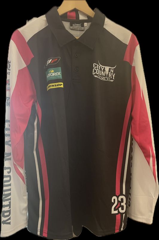 City N Country Kids Racing Long Sleeve Pink Black and White Jersey