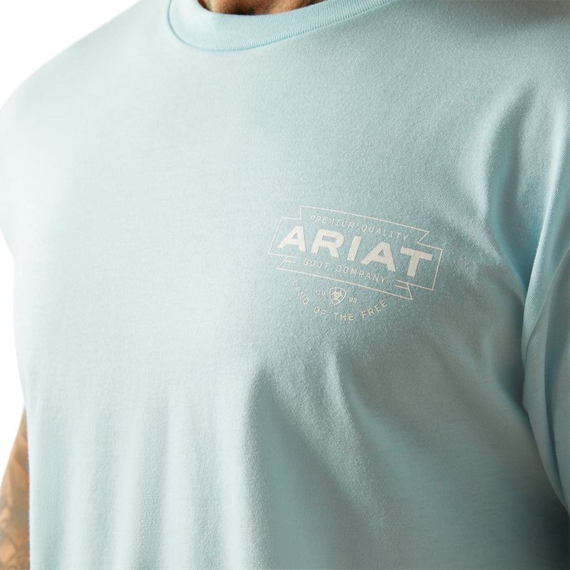 Ariat Mens Southwest Simple Tee Sky Blue Heather T-Shirt