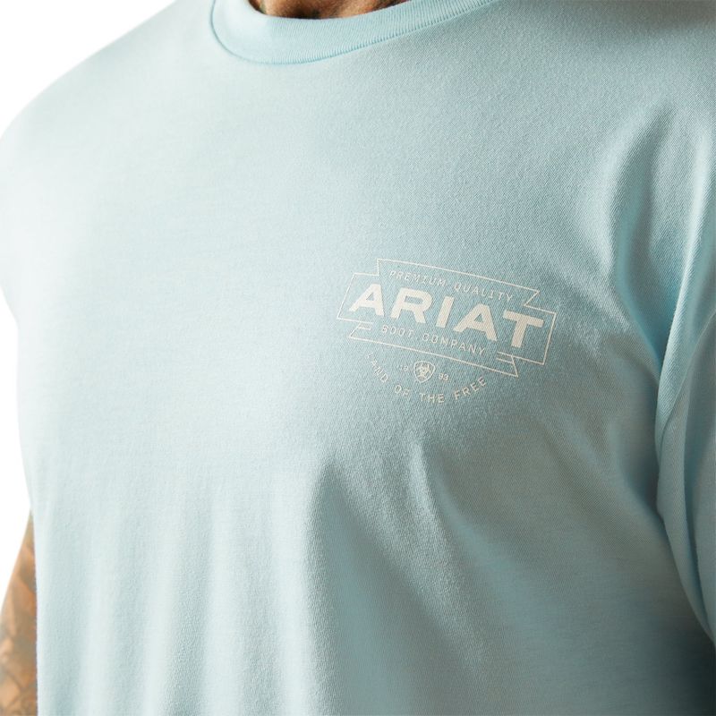Ariat Mens Southwest Simple Tee Sky Blue Heather T-Shirt