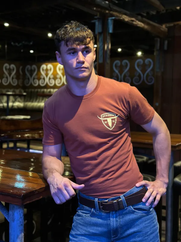 City N Country Mens Shield Rust T-Shirt