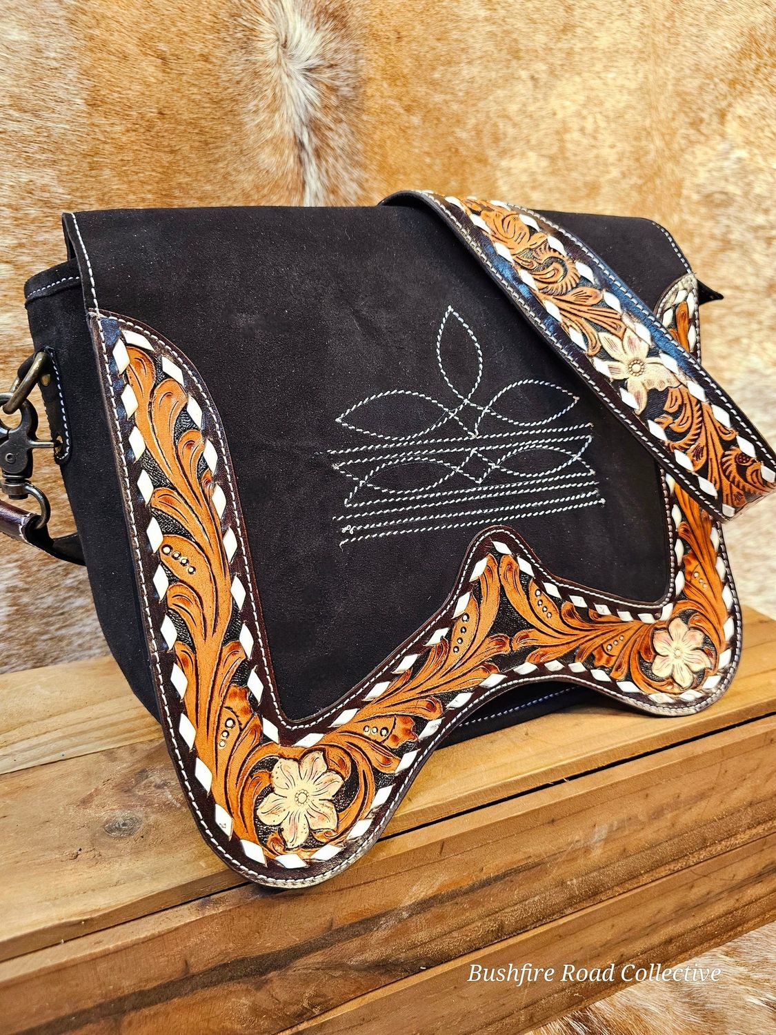 Bushfire Road Mesa Midnight Suede Crossbody Bag