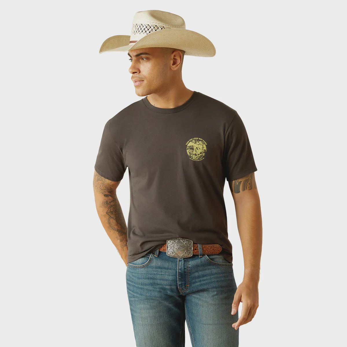 Ariat Mens Take The Long Way Vintage Black T-Shirt, Color: Vintage Black, Size: S