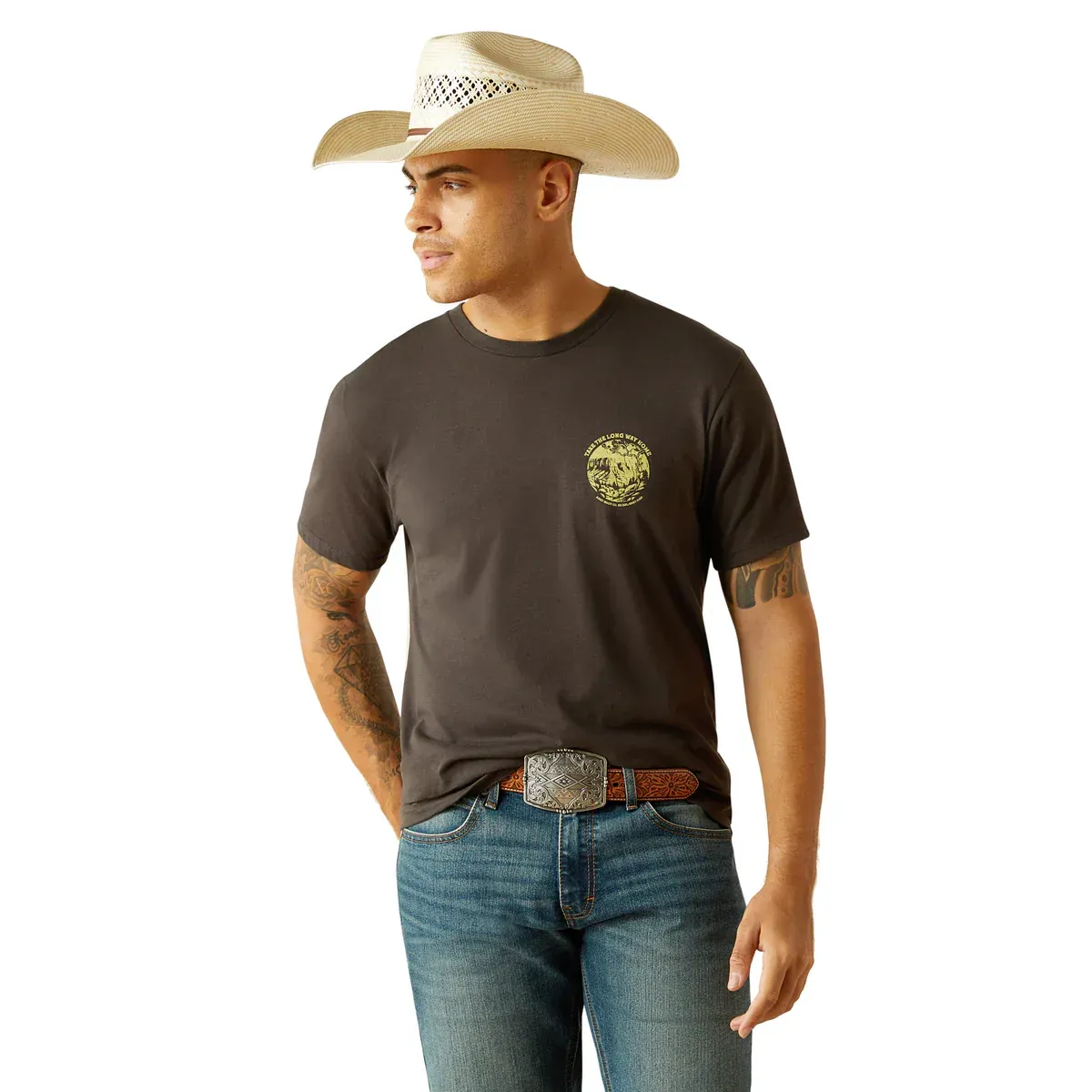 Ariat Mens Take The Long Way Vintage Black T-Shirt, Color: Vintage Black, Size: S