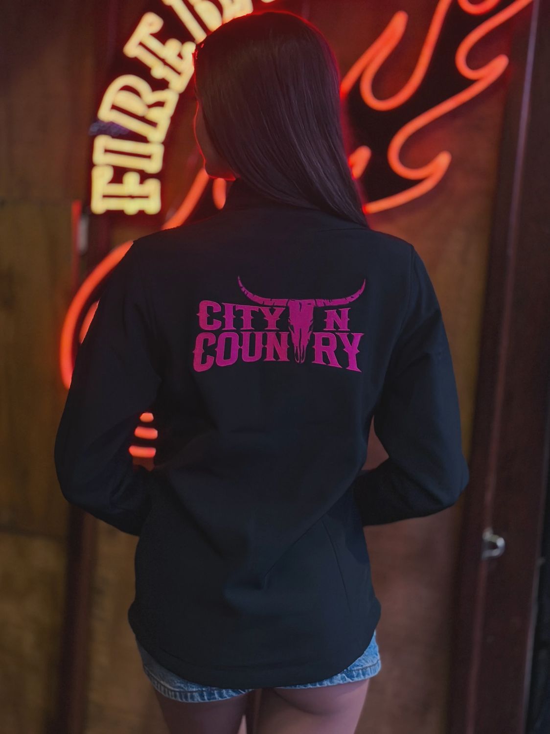 City N Country Adult Classic Black And Pink Softshell Jacket, Color: Black/Pink, Size: XXS
