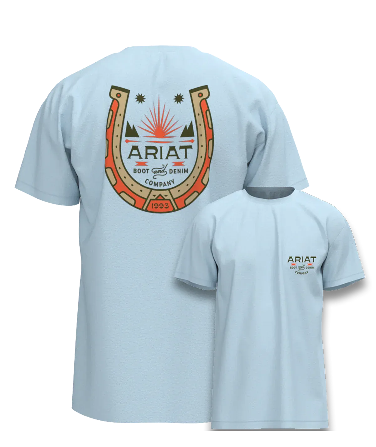 Ariat Mens Lucky Shoe Glacier T-Shirt, Color: Glacier Blue, Size: S