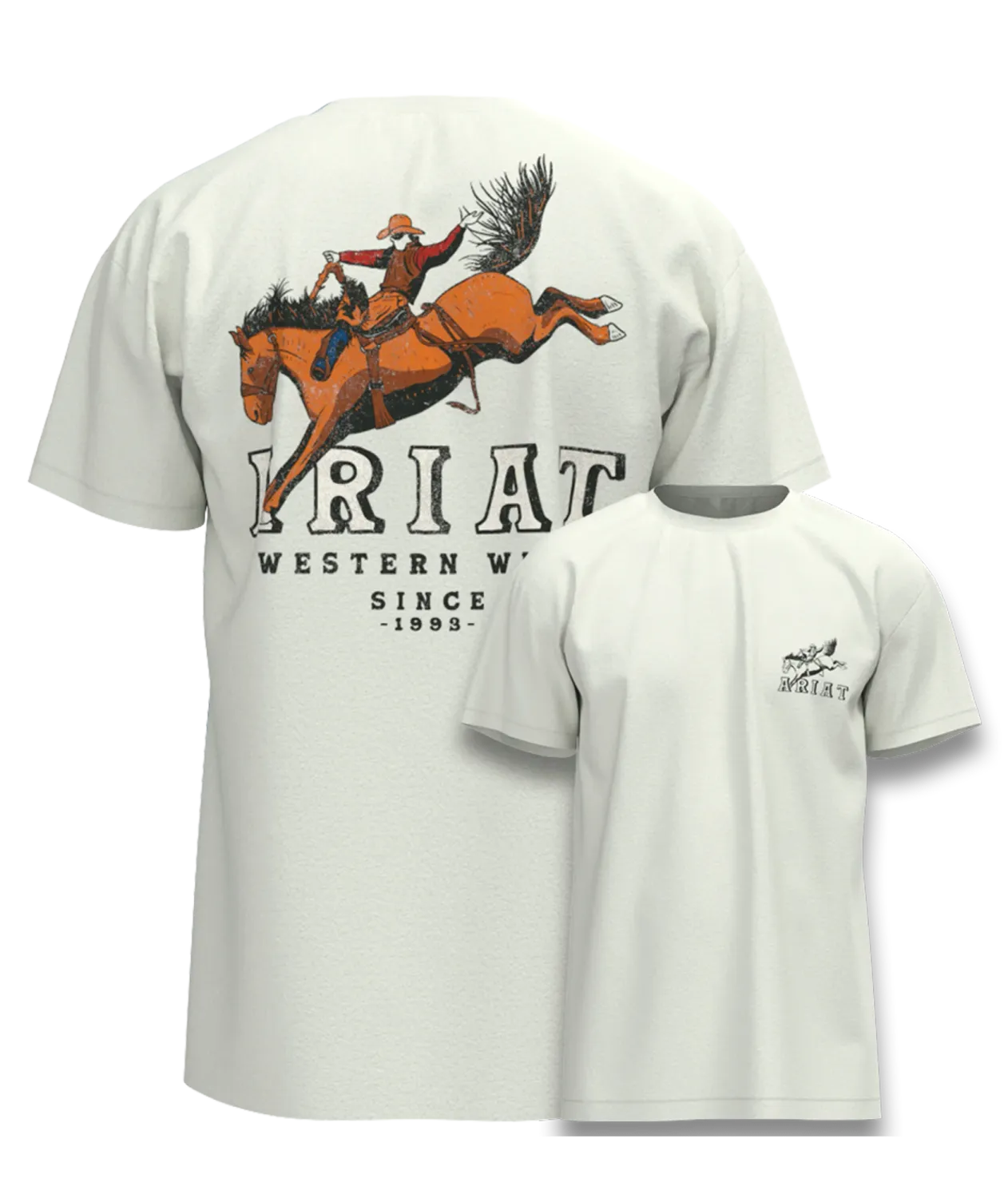 Ariat Mens Bronc Ridin Heritage Natural T-Shirt, Color: Natural, Size: S