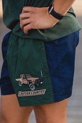 Crowbar Mens Cruiser French Navy Heritage Green Shorts