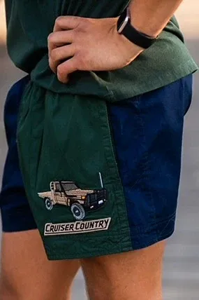 Crowbar Mens Cruiser French Navy Heritage Green Shorts